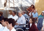 Una vecchia foto con il disabile Vittorio Castellana soprannominato il Presidente